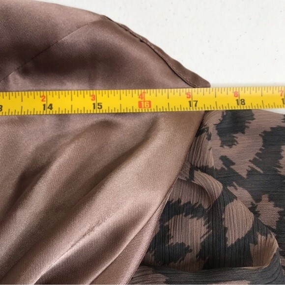 Express Leopard Print Semi Sheer Roll Tab Sleeve Gray Brown Dress Women's Small - Picture 7 of 12